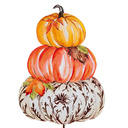 Stake Pumpkin Stack, Brown chinoiserie pumpkin stack Round Top Design, Round Top Collection 