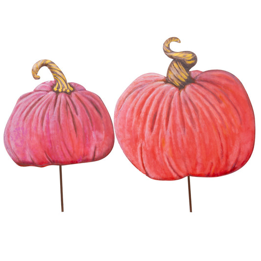 Stake Pumpkins Velvet Large Round Top Designs Pink Pumpkin, Red Pumpkin
