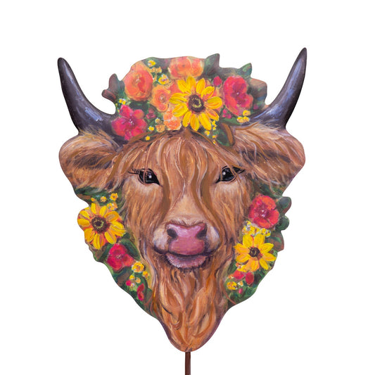 Stake Highland Cow Round Top Designs