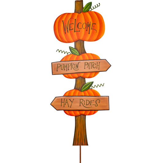 Stake Pumpkin Welcome Directional Sign Round Top Designs 