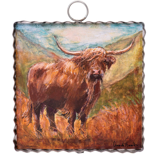 Round Top Print Mini Highland Cow