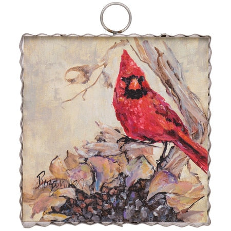 Round Top Print Mini Cardinal Dried Sunflower