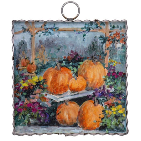 Round Top Print Mini Pumpkin & Mums