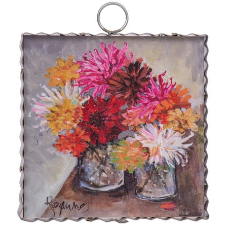 Round Top Print Mini Jars of Zinnia