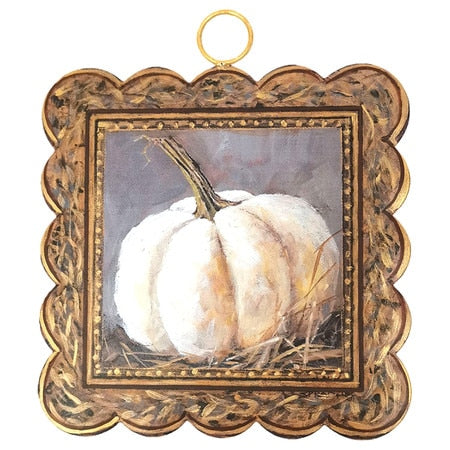 Round Top Print Mini Pumpkin Gilded White Scallop