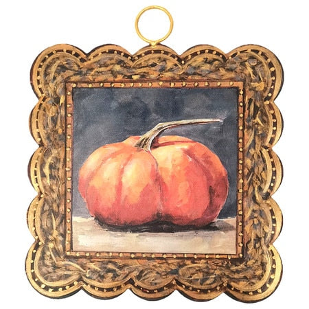 Round Top Print Mini Pumpkin Gilded Orange Scallop