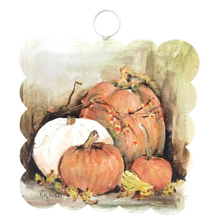 Round Top Print Mini Pumpkin Fall Scallop