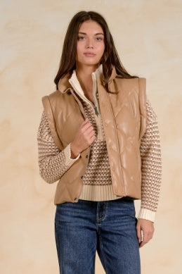 Elan Vest Quilted Tan