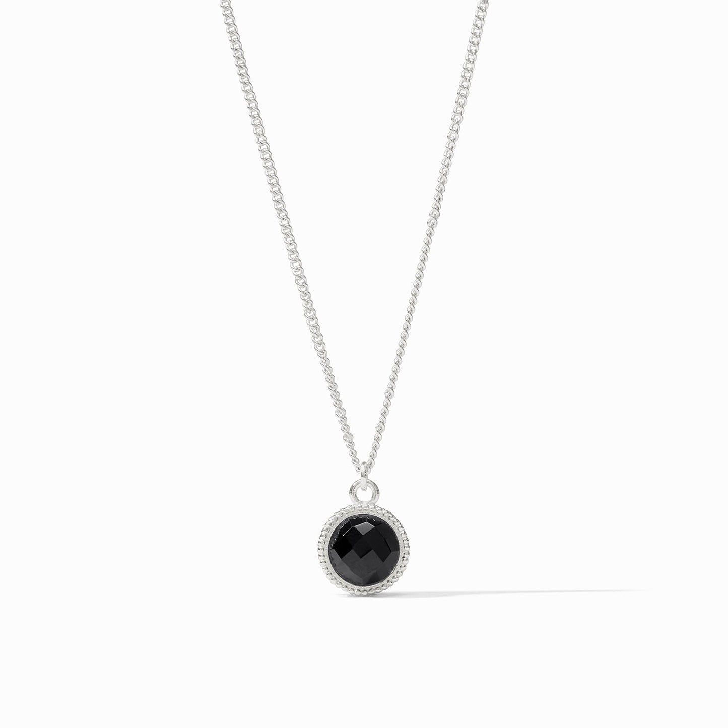 Fleur-de-Lis Solitaire Necklace Obsidian Black Silver OS