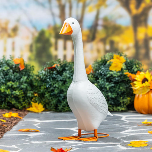 Goose Giddy Statue Metal 21"H