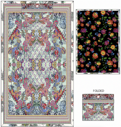 TRAVEL BLANKET REVERSIBLE W/ BAG 66X53 (Multiple Patterns)