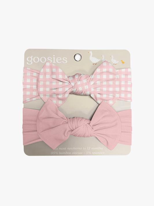 Goosies Headband Bow Set Gingham in Cottage Pink