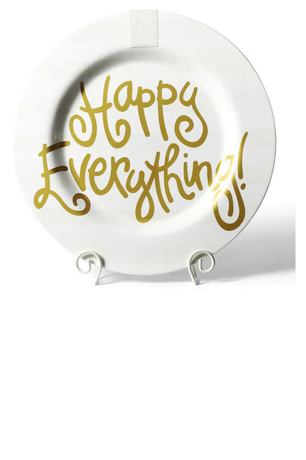 Platter Big White Stripe Round Happy Everything