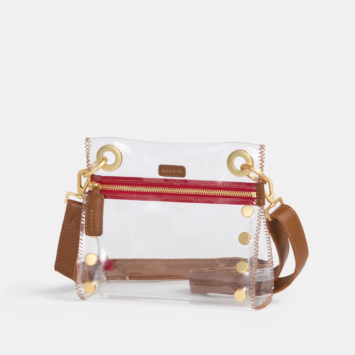 clear stadium bag with leather 
