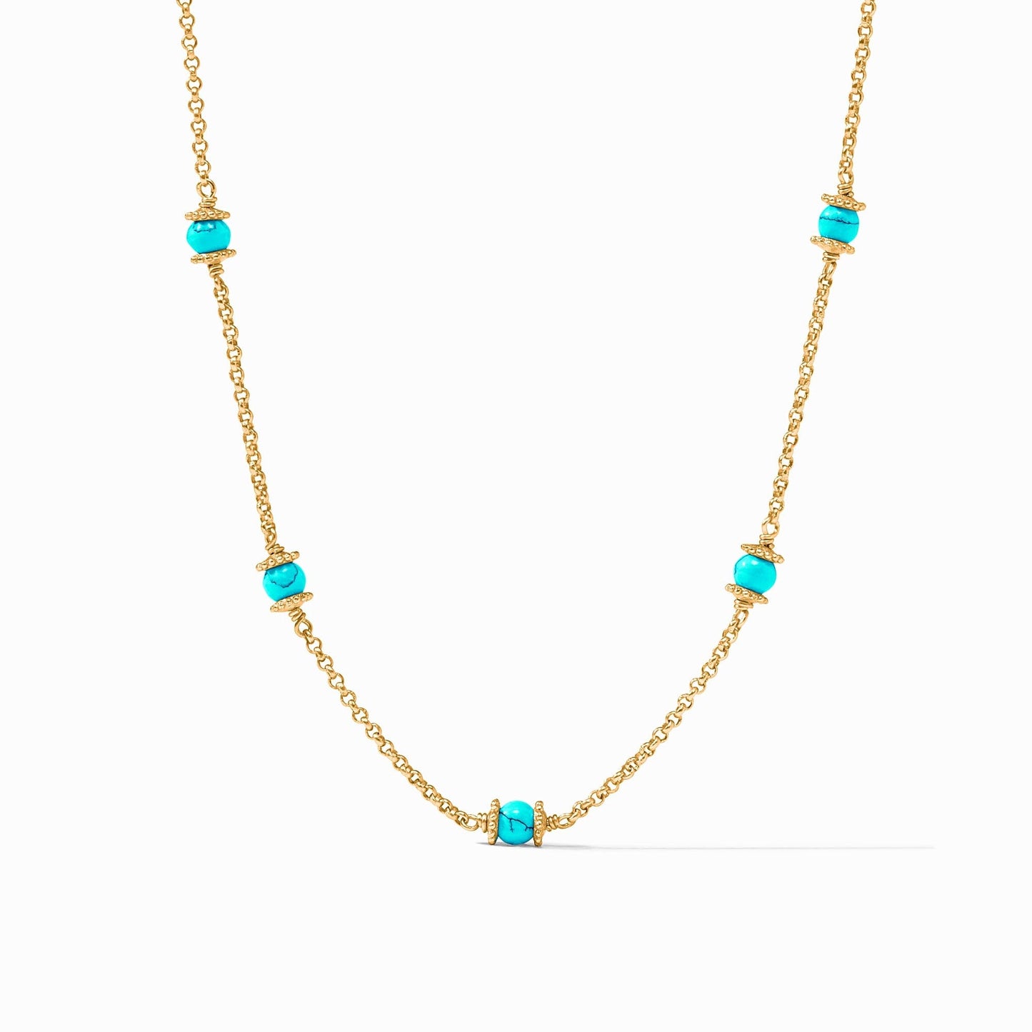 Hydra Delicate Station Necklace Turquoise Blue Gold