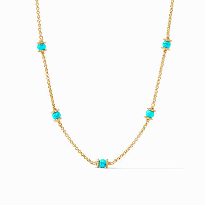 Hydra Delicate Station Necklace Turquoise Blue Gold