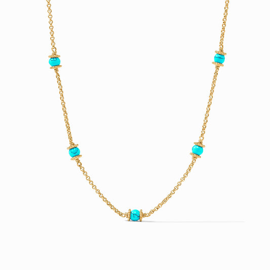 Hydra Delicate Station Necklace Turquoise Blue Gold