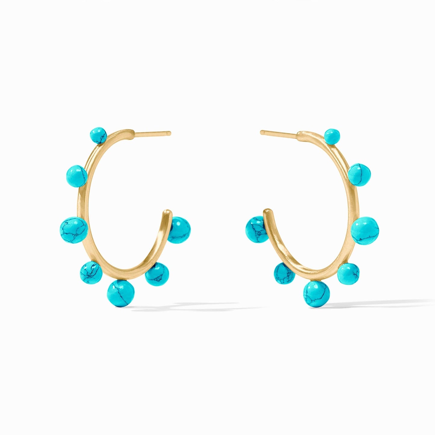 Hydra Stone Hoop Earring Turquoise Blue Gold