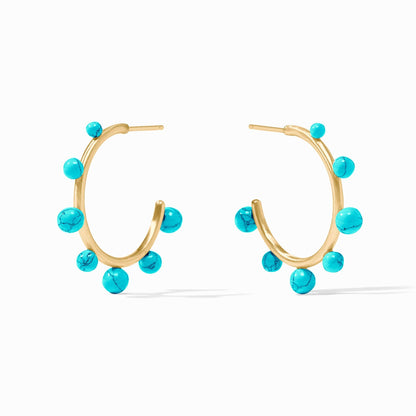 Hydra Stone Hoop Earring Turquoise Blue Gold