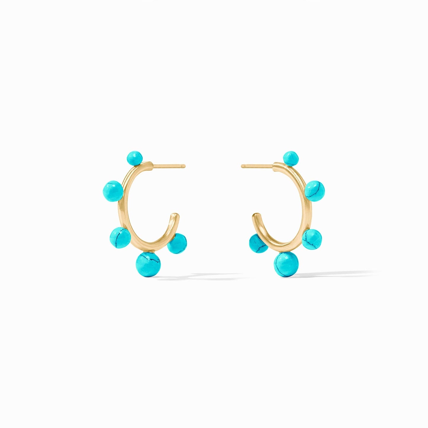 Hydra Stone Hoop Earring Turquoise Blue Gold