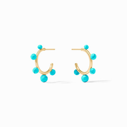 Hydra Stone Hoop Earring Turquoise Blue Gold