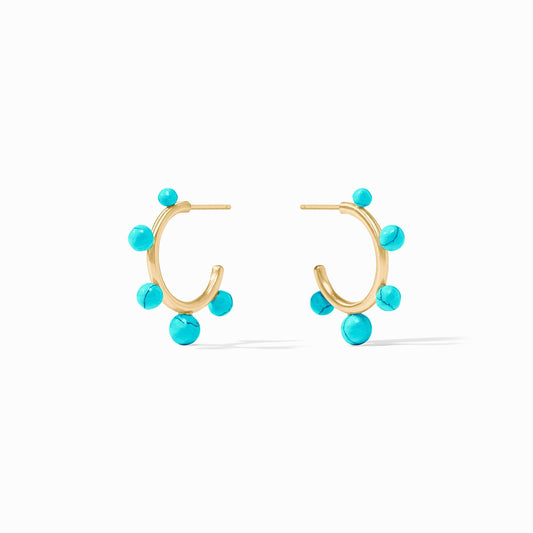 Hydra Stone Hoop Earring Turquoise Blue Gold