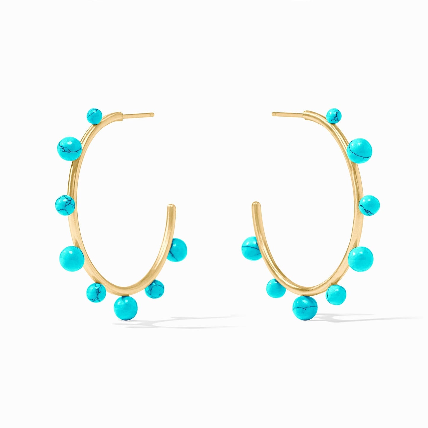 Hydra Stone Hoop Earring Turquoise Blue Gold