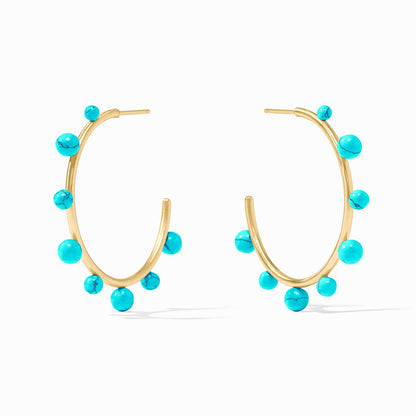 Hydra Stone Hoop Earring Turquoise Blue Gold