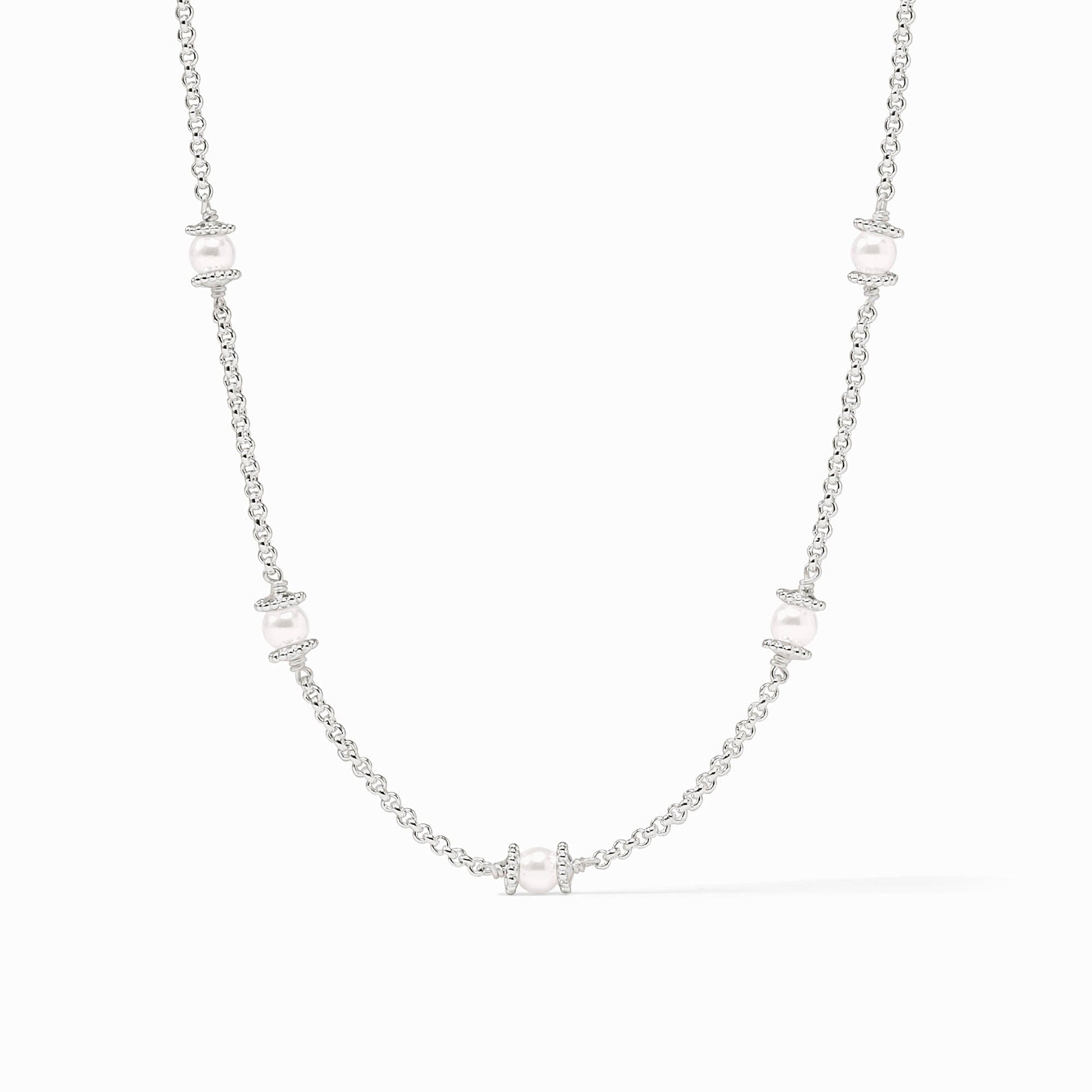 silver necklace with pearls 