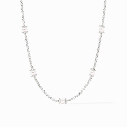 silver necklace with pearls 