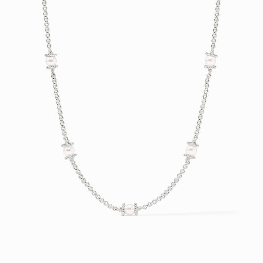 silver necklace with pearls 