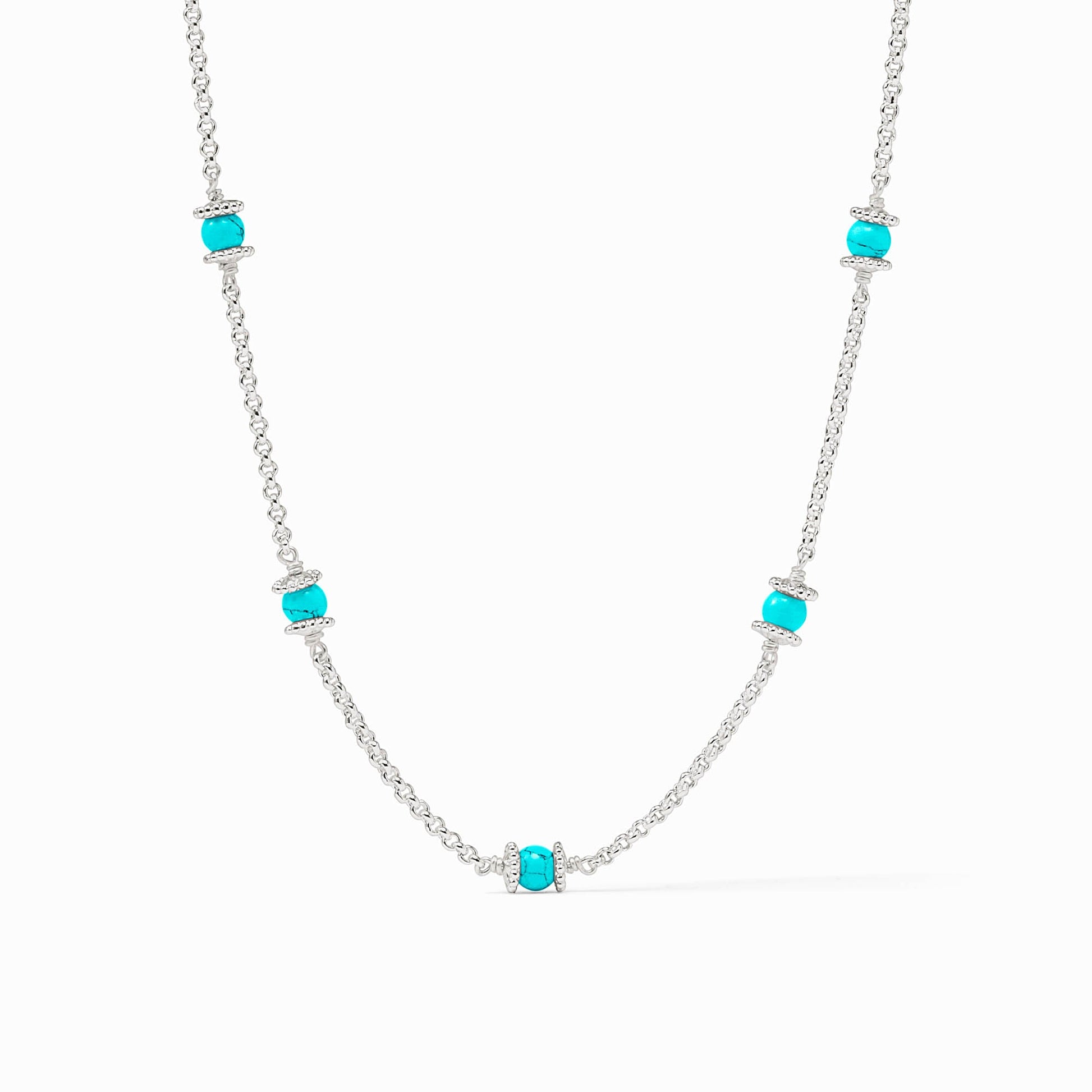 silver necklace with turqoise 