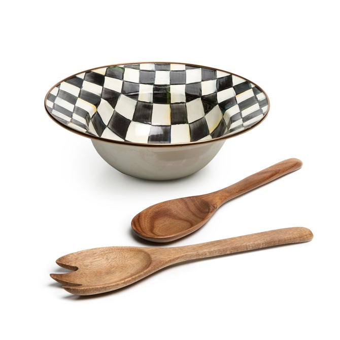 MacKenzie-Childs Courtly Check Enamel Salad Serving Set
