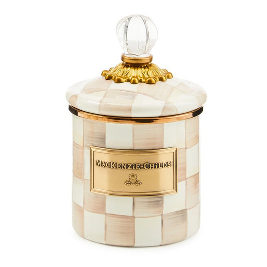 Mackenzie Childs Canister Enamel Mocha Check