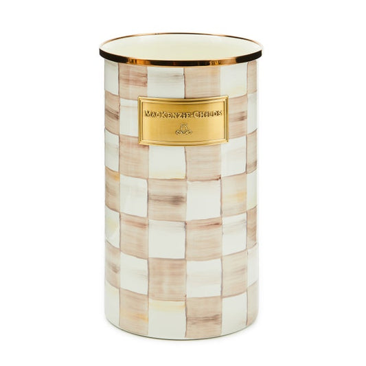 Mackenzie-Childs Utensil Holder Mocha Check