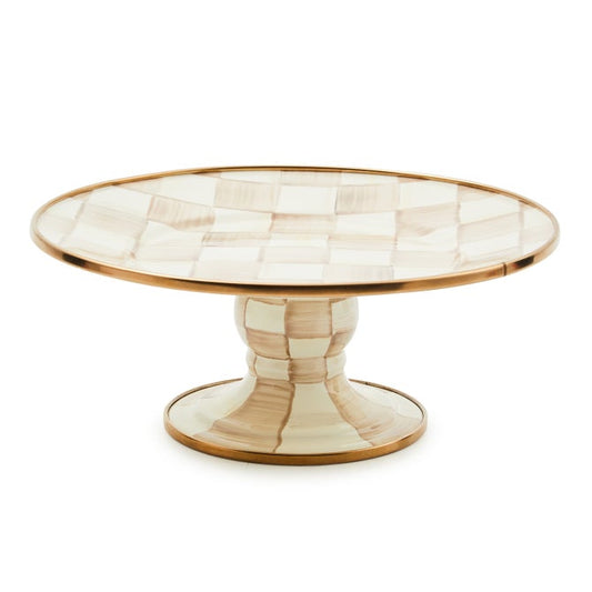Pedestal Platter Mocha Check