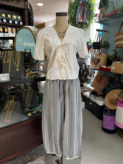 PANTS GINGHAM EMBROIDERY DETAILING ALADI