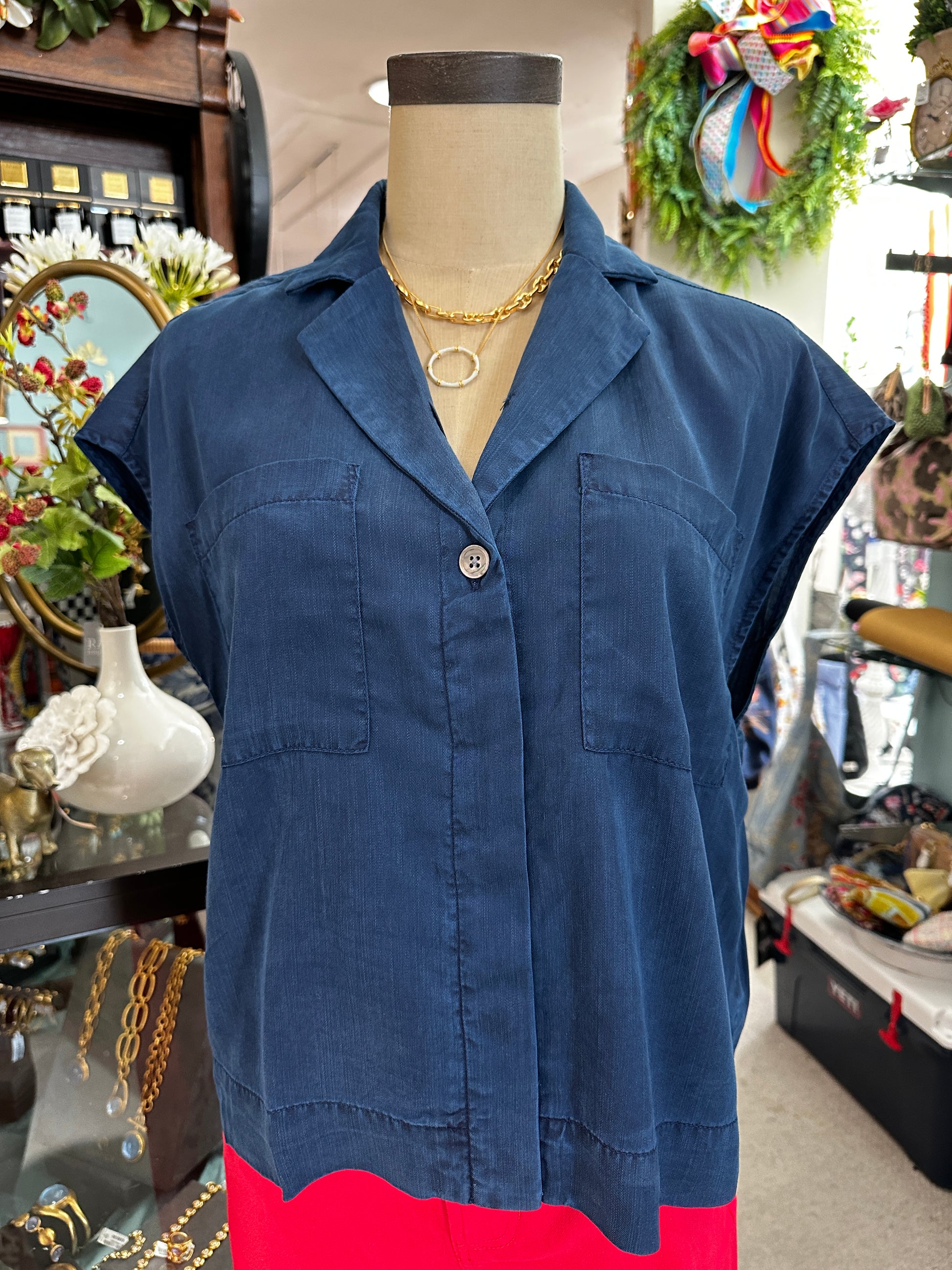 dark blue tinsel top 