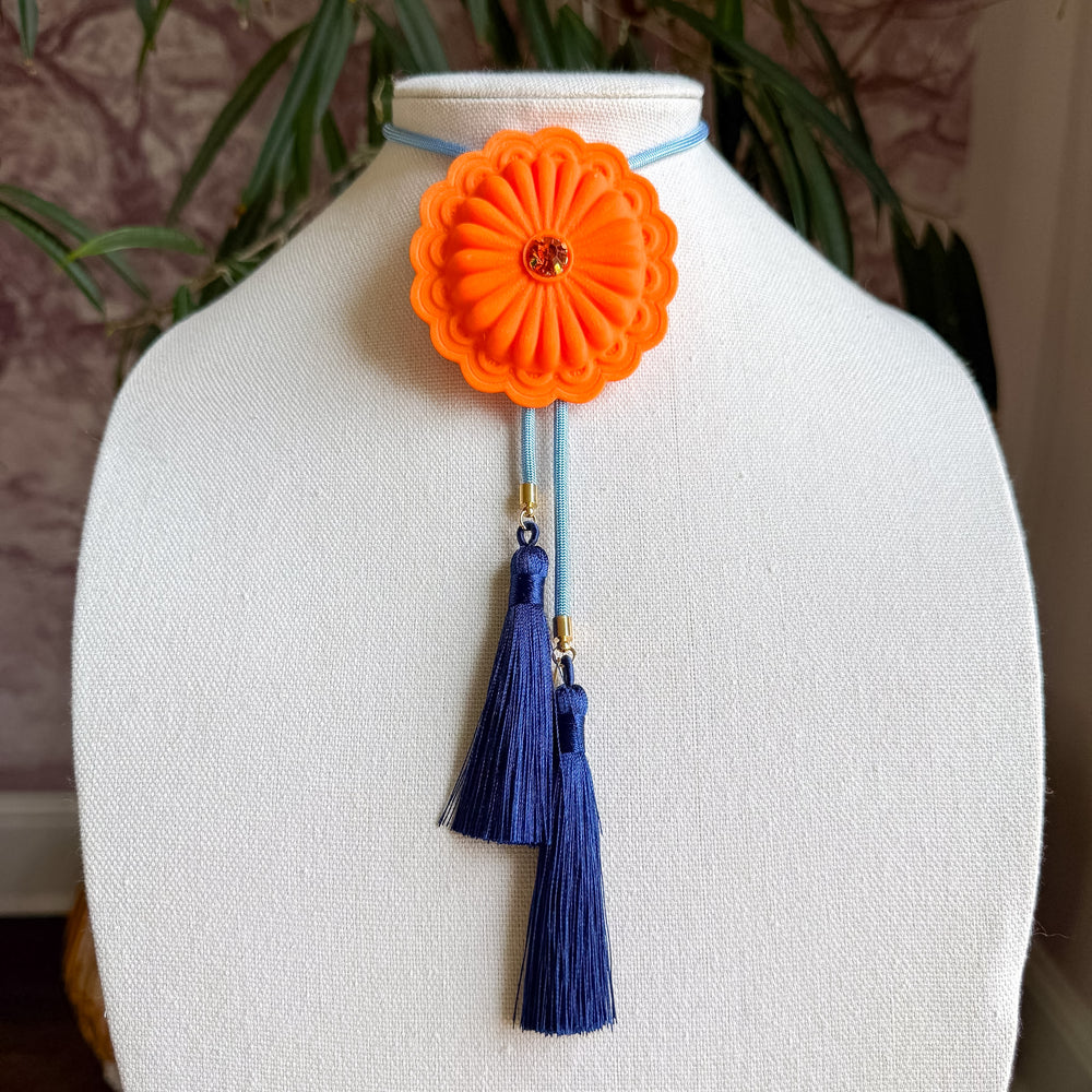 Bolo Concho Orange Citrus with Baby Blue & Navy