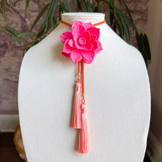 Bolo Lotus Flower Flamingo Pink with Solar Orange & Peach