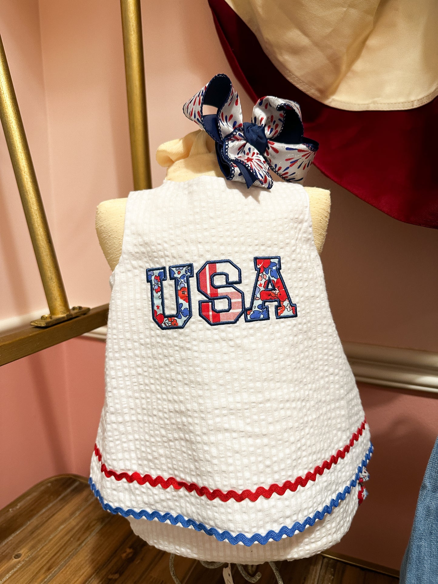 Baby Girls USA Freedom Floral Swing Top and Bloomer Set