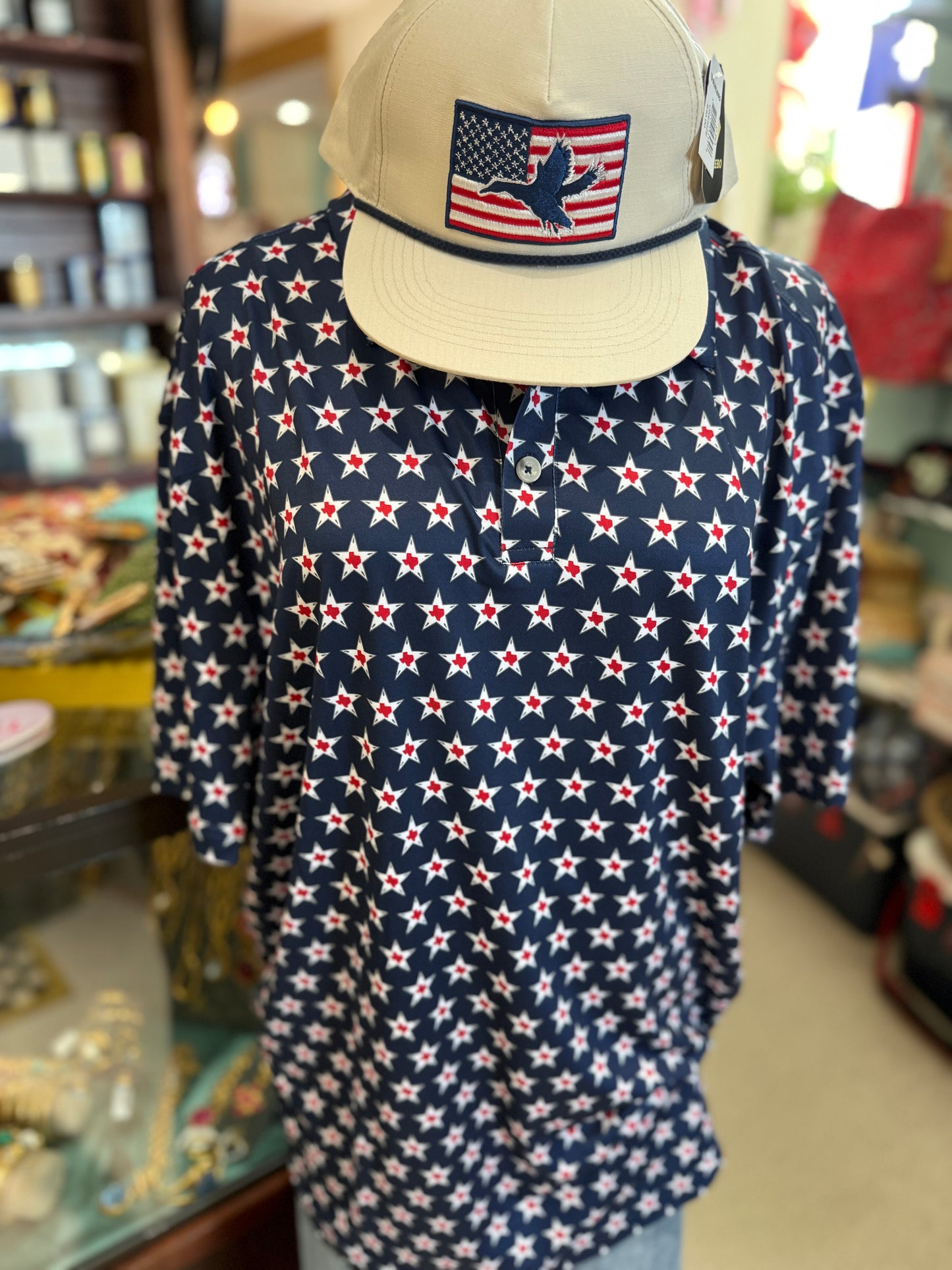 BURLEBO Polo Texas Vintage Navy Performance Outdoor Shirt