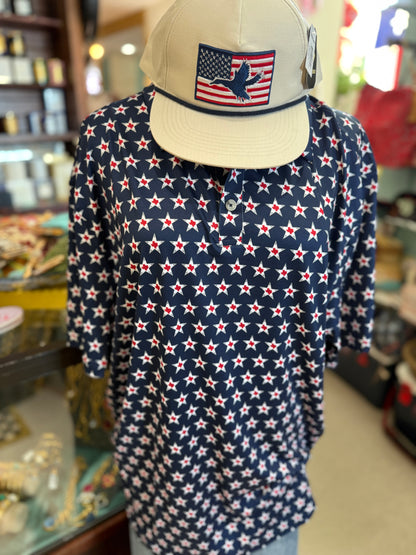 BURLEBO Polo Texas Vintage Navy Performance Outdoor Shirt