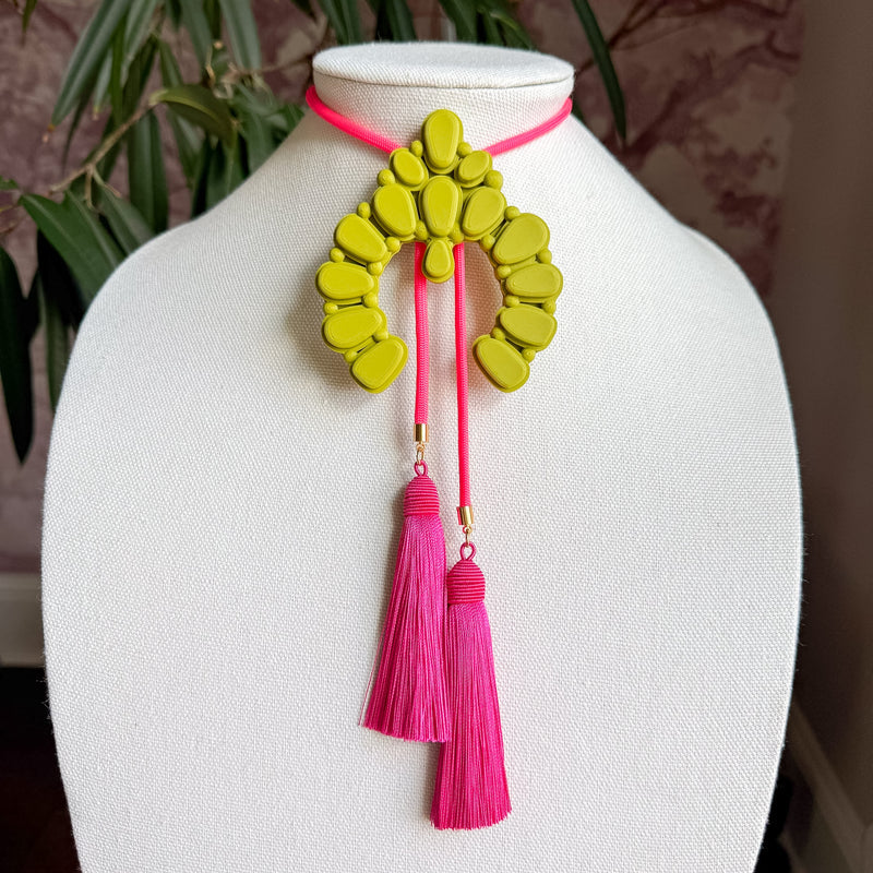 Bolo Naja Olive Green with Neon Pink & Fuchsia