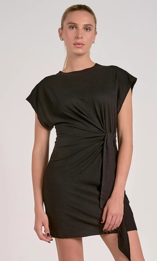 black dress with side tie 