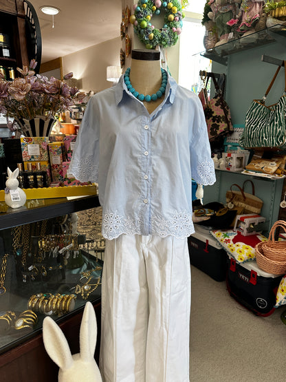 light blue eyelet top 