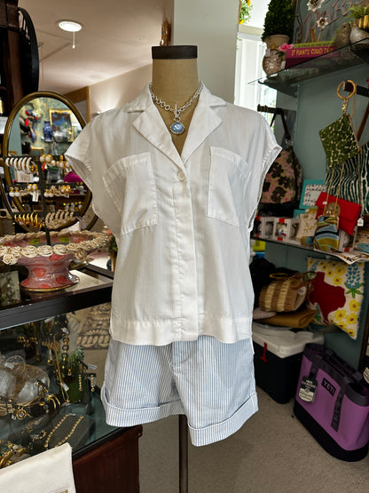 white button down top 