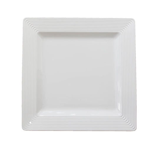 Platter Square Pinstripes White