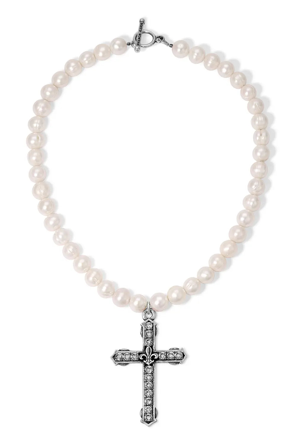 French Kande Farah Necklace Silver Pearls & Cross
