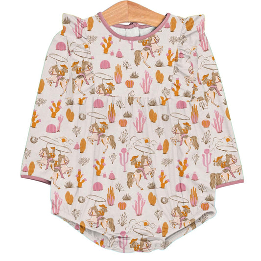 cowgirl print bubble romper